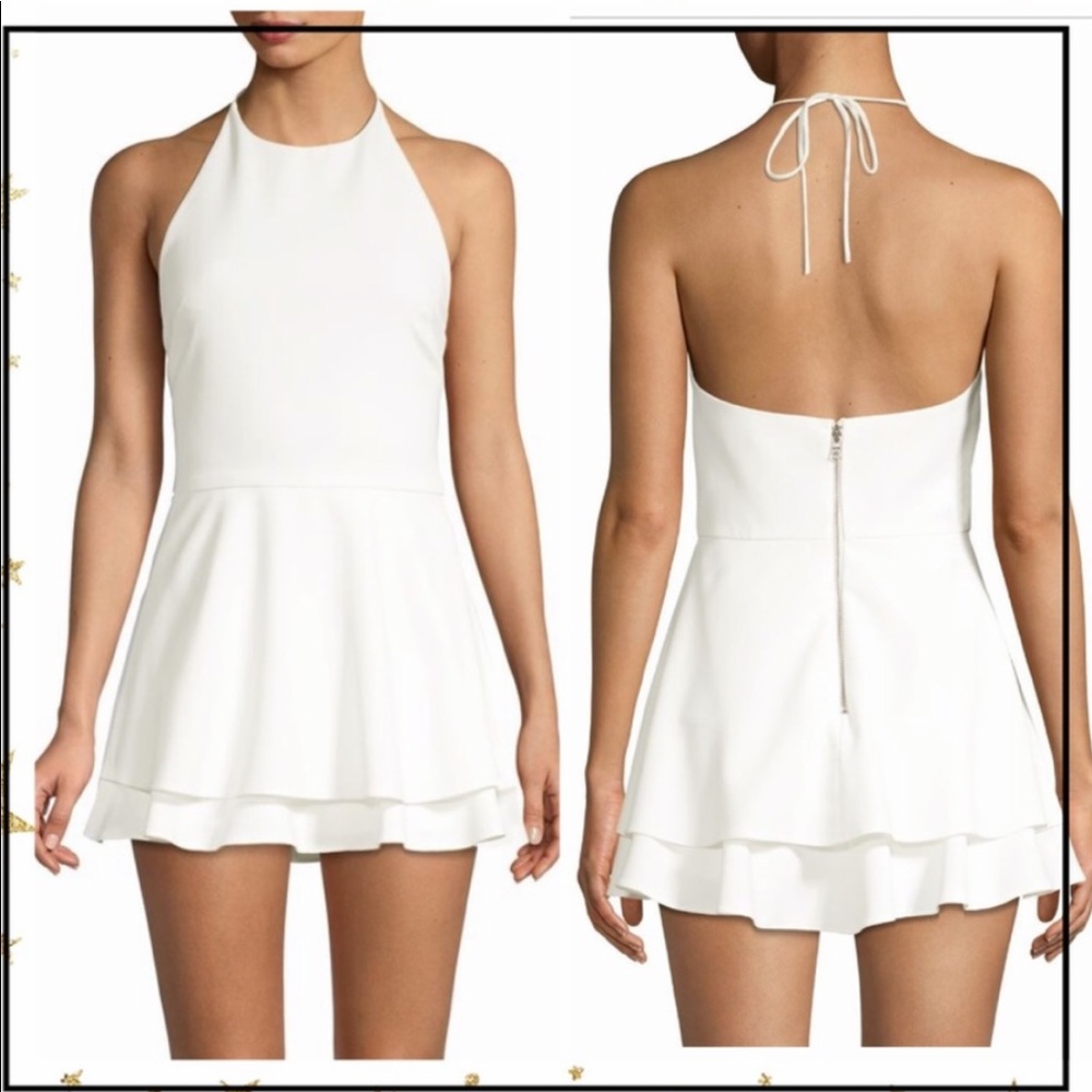 Alice+Olivia Sicily white halter romper